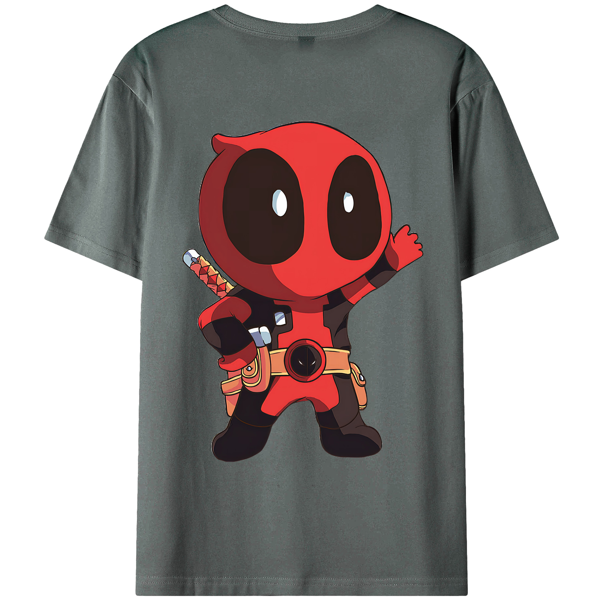 （画像用） Deadpool デッドプール 綿100％ メンズ半袖Tシャツ（バックプリント） 通気性